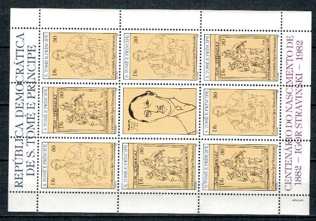 Sao Tome 1982 - Igor Stravinski, compozitor, KLB neuzat