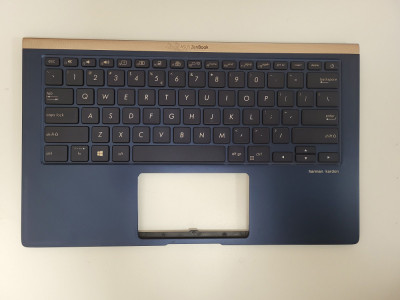 Carcasa superioara cu tastatura palmrest Laptop, Asus, ZenBook 14 UX433F, UX433FA, UX433FN, UX433FAC, 90NB0JQ1-R31UI0, iluminata, royal blue, layout U foto