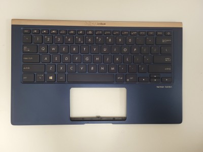 Carcasa superioara cu tastatura palmrest Laptop, Asus, ZenBook 14 UX433F, UX433FA, UX433FN, UX433FAC, 90NB0JQ1-R31UI0, iluminata, royal blue, layout U foto