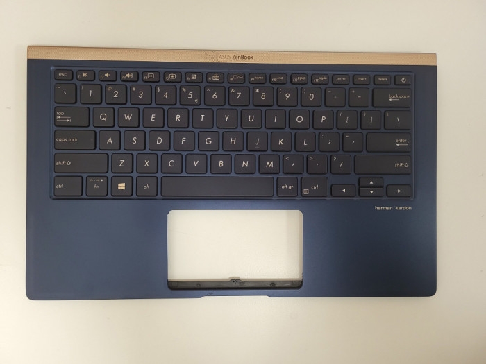 Carcasa superioara cu tastatura palmrest Laptop, Asus, ZenBook 14 UX433F, UX433FA, UX433FN, UX433FAC, 90NB0JQ1-R31UI0, iluminata, royal blue, layout U