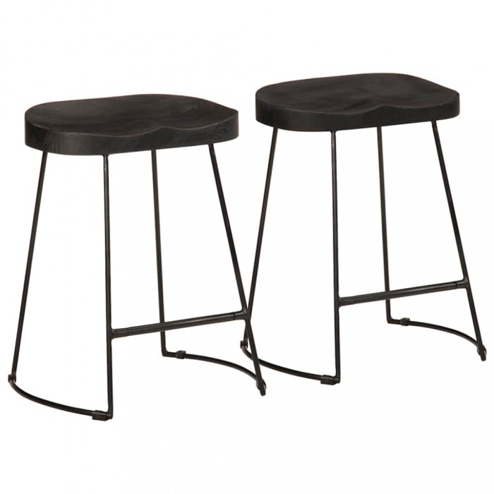 Gossi scaune de bar 2 buc negru 46x38x52 cm lemn masiv de mango