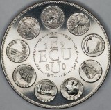 FRANTA MEDALIE / FANTASY COINS , 1 ECU 1980 - EUROPA - 9 Tari , CU - NI , 41mm