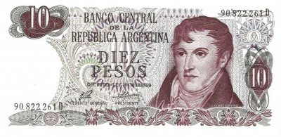 ARGENTINA █ bancnota █ 10 Pesos █ 1974-1976 █ P-295 █ UNC █ necirculata foto