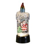 Decoratiune de craciun tip lumanare, flippy, lumanare de cristal cu fulgi de zapada, model mos craciun cu sclipici, iluminare led, 13 x 5 x 5 cm, baza