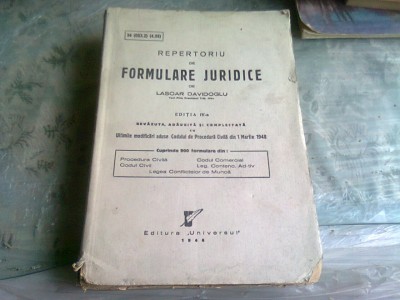 REPERTORIU DE FORMULARE JURIDICE - LASCAR DAVIDOGLU EDITIA A IV-A foto