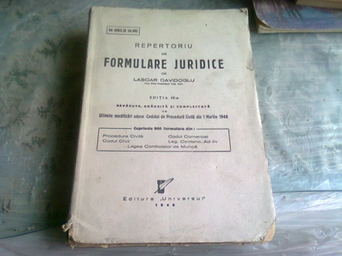 REPERTORIU DE FORMULARE JURIDICE - LASCAR DAVIDOGLU EDITIA A IV-A