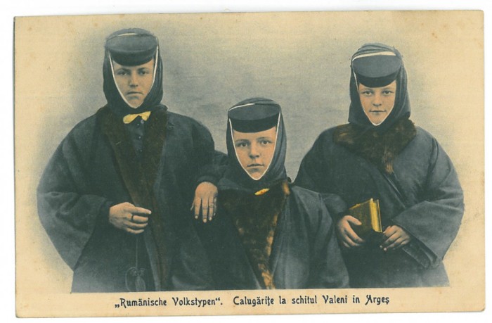 4432 - ARGES, Calugarite de la Schitul Valeni - old postcard, CENSOR - used 1918