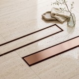 Rigola dus REA Neox Brush Copper 60 cm, Otel Inoxidabil AISI 304, Liniara, Gratar Dublu