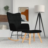 VidaXL Scaun balansoar cu taburet, negru, textil