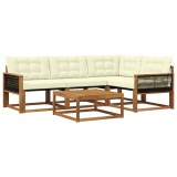 vidaXL Set de canapele de exterior cu pernă 5 pcs Natural și Crem 3381406