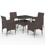 vidaXL Set mobilier de grădină, 5 piese, poliratan și sticlă