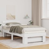 vidaXL Cadru de pat cu headboard Alb 90 x 200 cm Lemn de brad solid