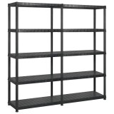 Cumpara ieftin Raft de depozitare cu 5 polite, negru, 170x40x185 cm, plastic