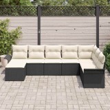 vidaXL Set de canapele pentru grădină cu pernă 8 pcs Negru Rattan poli