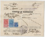 Romania, Primaria comunei, Certificat de nationalitate, Picleu, 1937