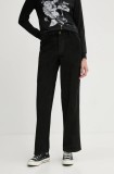 Dickies pantaloni de catifea cord CORDUROY CARPENTER culoarea negru, drept, high waist, DK0A863Z
