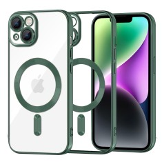 Husa premium iPhone 14 Techsuit Luxury Crystal MagSafe, verde inchis foto