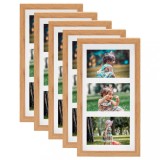 Rame foto 3D, 5 buc., stejar, 18x35 cm, 3x(10x15 cm) foto