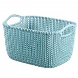 Coș rufe, impletit, Curver Knit 8L, Bleu, 30x22x17 cm