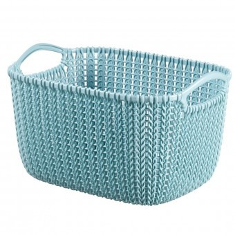 Coș rufe, impletit, Curver Knit 8L, Bleu, 30x22x17 cm foto