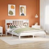 Cumpara ieftin Pat cu bibliotecă fără saltea, 180x200 cm, lemn masiv de pin