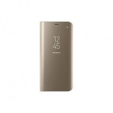 Husa Flip Clear View Gold pentru Samsung Galaxy J8 (2018) J810, Protectie Completa
