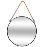 Oglinda rotunda suspendata Atmosphera Eden cu rama metalica si sfoara de agatare, diametru 38 cm Household NewTrend