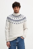 Barbour pulover de l&acirc;nă HEWTON culoarea bej, călduros, cu guler, MKN1672