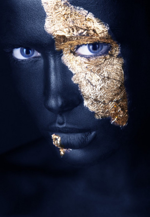 Tablou canvas Make-up auriu-blue8, 70 x 105 cm