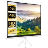 HOMCOM Ecran Proiector de 120&quot; Format 4:3 din Tesatura Tip Plasa, Plastic si Metal cu Trepied, 244x183 cm, Alb | Aosom Romania