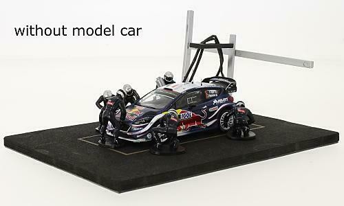 Set diorama + 5 mecanici Pit Stop (albastru) scara 1:43