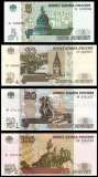 RUSIA █ SET █ 5 + 10 + 50 + 100 Rubles █ 1997 / 2004 █ P-267-268c-269c-270c UNC