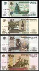 RUSIA ? SET ? 5 + 10 + 50 + 100 Rubles ? 1997 / 2004 ? P-267-268c-269c-270c UNC foto