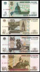 RUSIA ? SET ? 5 + 10 + 50 + 100 Rubles ? 1997 / 2004 ? P-267-268c-269c-270c UNC foto