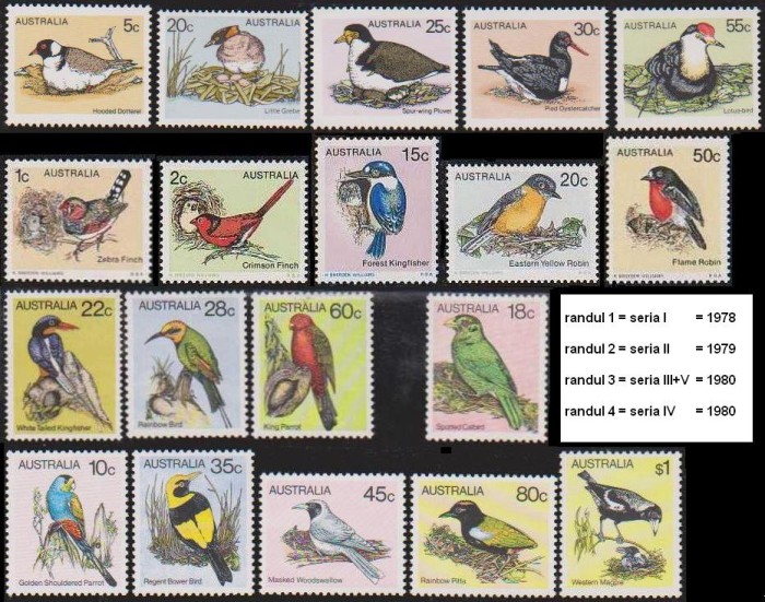 AUSTRALIA - 1978-80 - PASARI 1+2+3+4+5