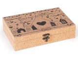 Cumpara ieftin Cutie depozitare lemn efect pluta natur negru cm 24 x 17 x 5,5 H