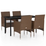 Set de servit masa pentru gradina, 5 piese, maro si negru