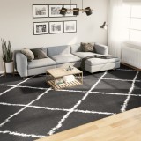 Covor pufos &quot;PAMPLONA&quot; fire &icirc;nalte negru/crem modern 300x400 cm