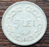(MR72) MONEDA ROMANIA - 5 LEI 1949, REPUBLICA POPULARA ROMANA, Aluminiu