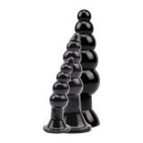 Set plug anal CHISA Rubicon Late Night Pleasure Kit, 3 dopuri anale cu ventuză pentru fixare, lungimi 12 - 18.5 cm, negru