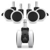 Set 5 Roti pentru scaun de birou tija 11/22 mm, Kwmobile, Alb/Negru, Nylon, 55602.03