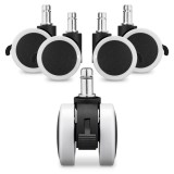 Set 5 Roti pentru scaun de birou tija 11/22 mm, Kwmobile, Alb/Negru, Nylon, 55602.03