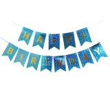 Banner Happy Birthday Albastru Chrome, Ghirlanda 2.5m, 17cm, Ropet - Decor Aniversare Copii, Petrecere Speciala