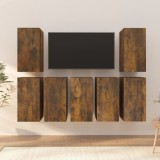 Cumpara ieftin Dulapuri TV, 7 buc, stejar afumat, 30,5x30x60 cm lemn prelucrat