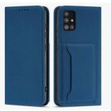 Husa Magnet Card Samsung Galaxy A12 5G Pouch Wallet Card Holder albastra