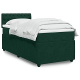 vidaXL Pat box spring cu saltea, verde &icirc;nchis, 90x200 cm, catifea 3289947