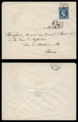 France 1862 Postal History Rare Cover Marseille to Paris D.173 foto