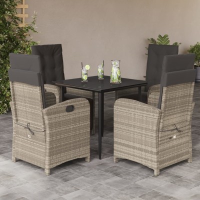 vidaXL Set mobilier de grădină cu perne, 5 piese gri deschis poliratan 3212412 foto