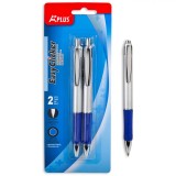 Set Pixuri APlus, Easy Clicker, Grip Ergonomic, Albastru-Argintiu, 2 Bucăți, Oem