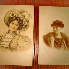 A986-Femei epoca-2 carti postale deosebite anii 1900. Stare buna.